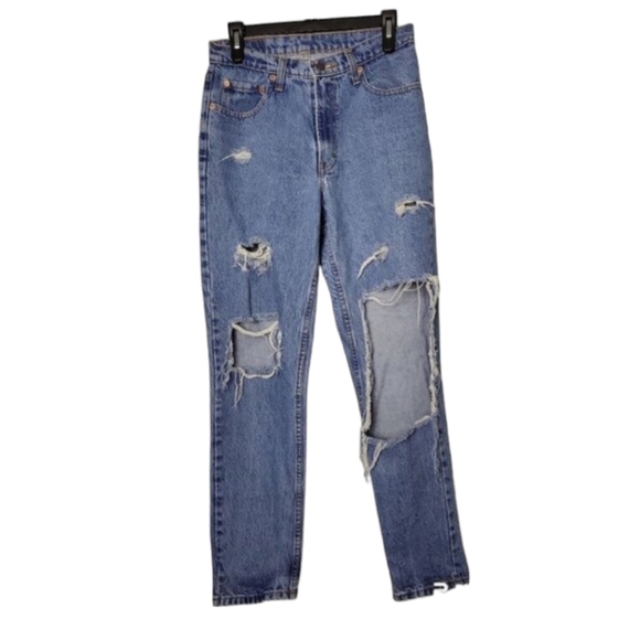 Jordache Jeans Womens 28 Vintage 90s Thrashed Ripped Straight Leg High Rise - Picture 1 of 12